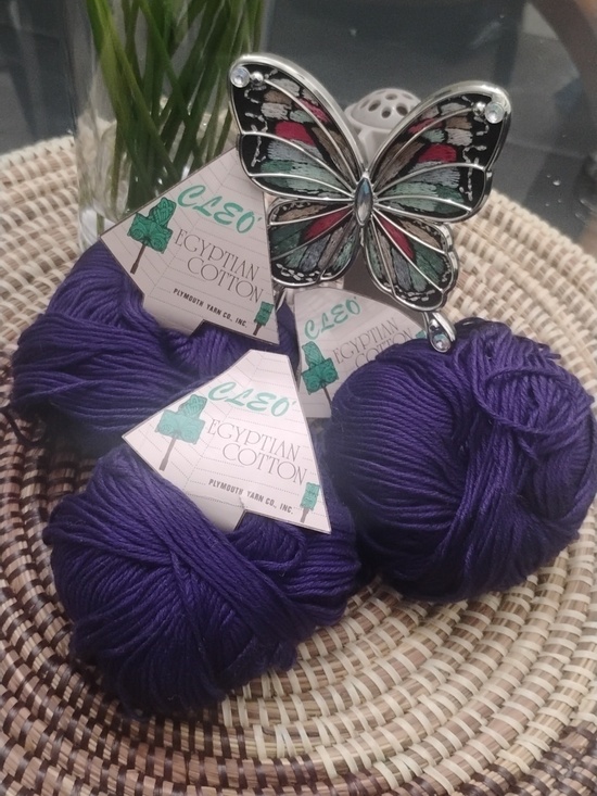 Plymouth Yarn Co. Other - Plymouth Yarn Co. Cleo Egyptian Cotton Yarn Violet Purple 3 Skein Lot NEW